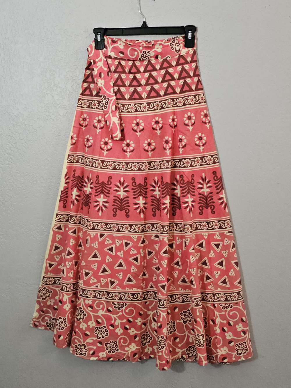 Wild Child Printed Maxi Wrap Skirt Womens One Size Flowy 100% Cotton
